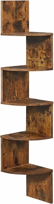 Raft qosheje muror VASAGLE LBC20BX/LCB72BX, 5 kate, 20x20x127.5 cm, kafe rustike
