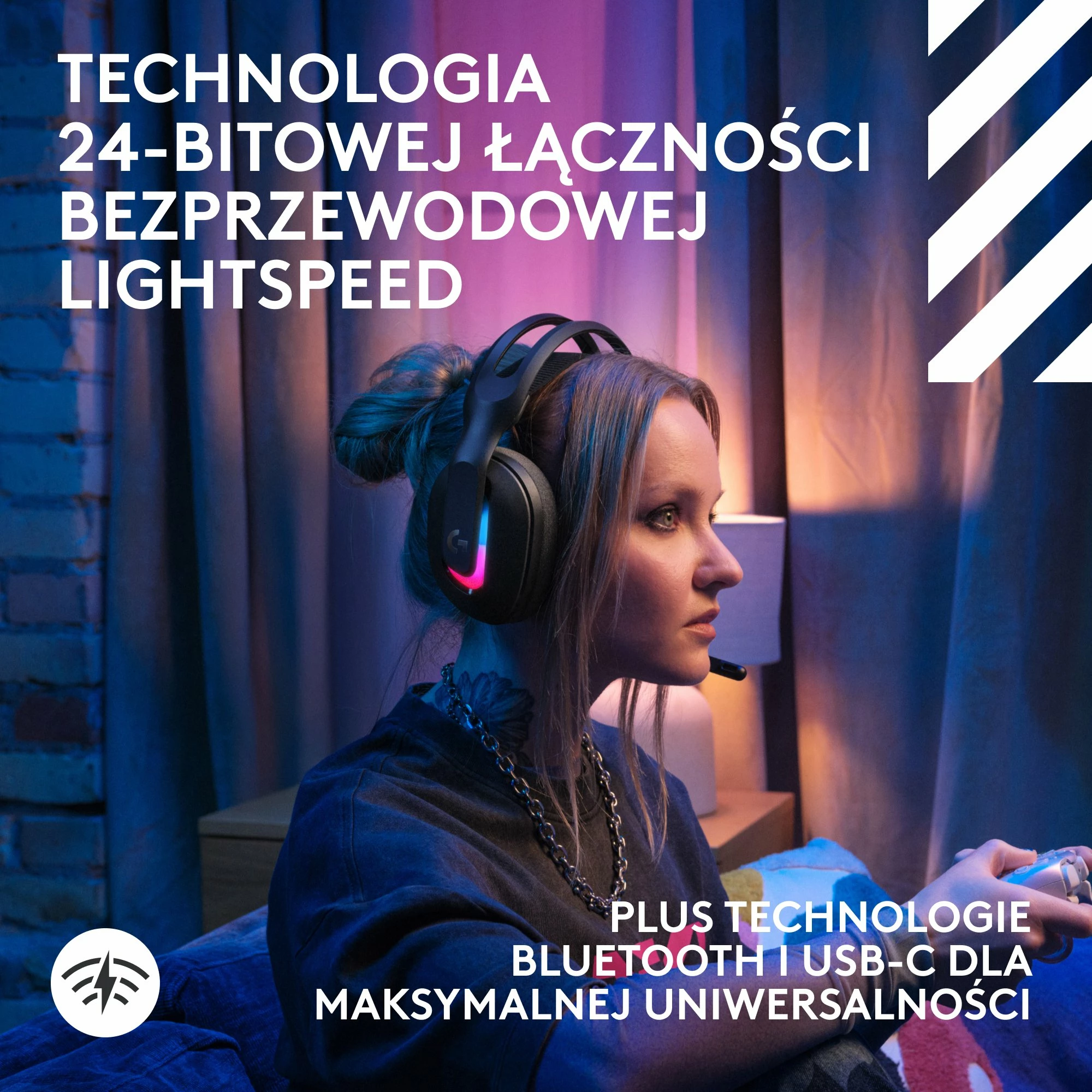 Kufje gaming Logitech Astro A20 X (939-002247), pa kabllo LIGHTSPEED 24-bit, USB-C, RGB, 40mm, me mikrofon, e zezë