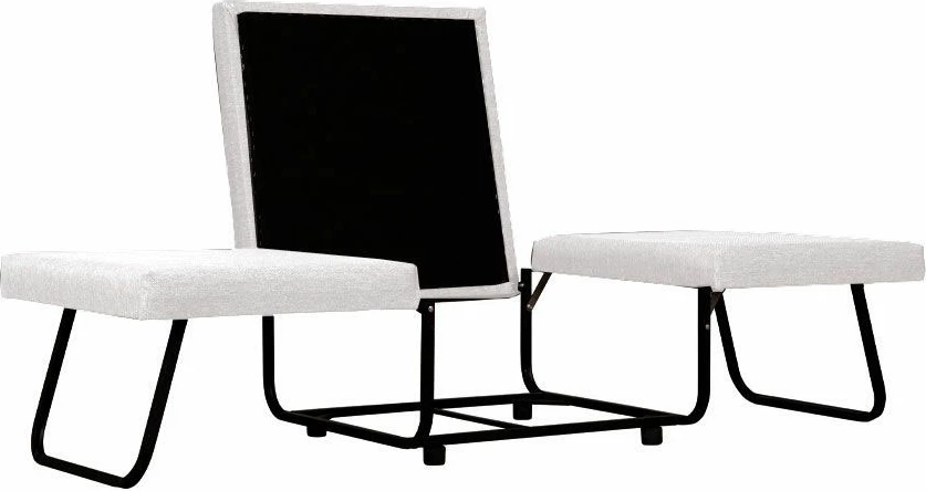 Pouf palosës, shtrat palosës, ngjyrë e bardhë e çelët, 70x72x43