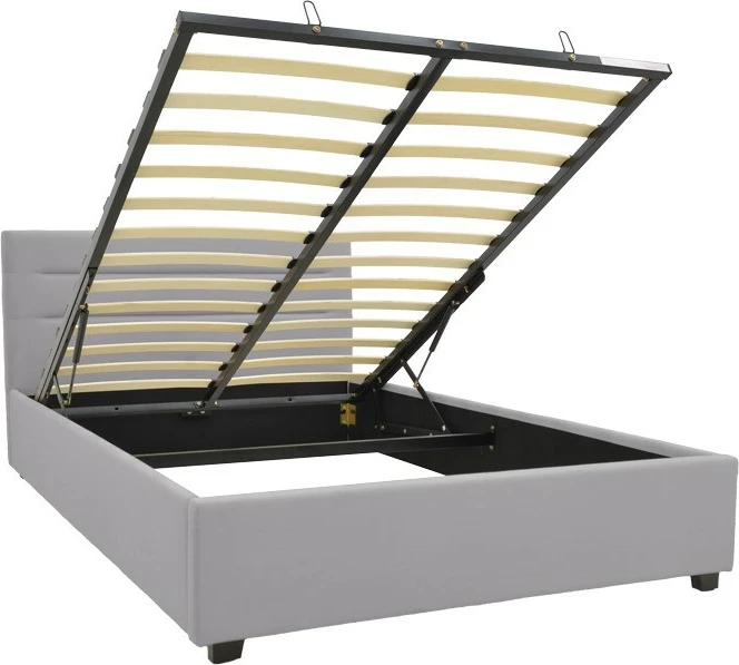 Krevat Molito kadife, ngjyrë gri e çelët, me hapësirë për depo, 120x200cm