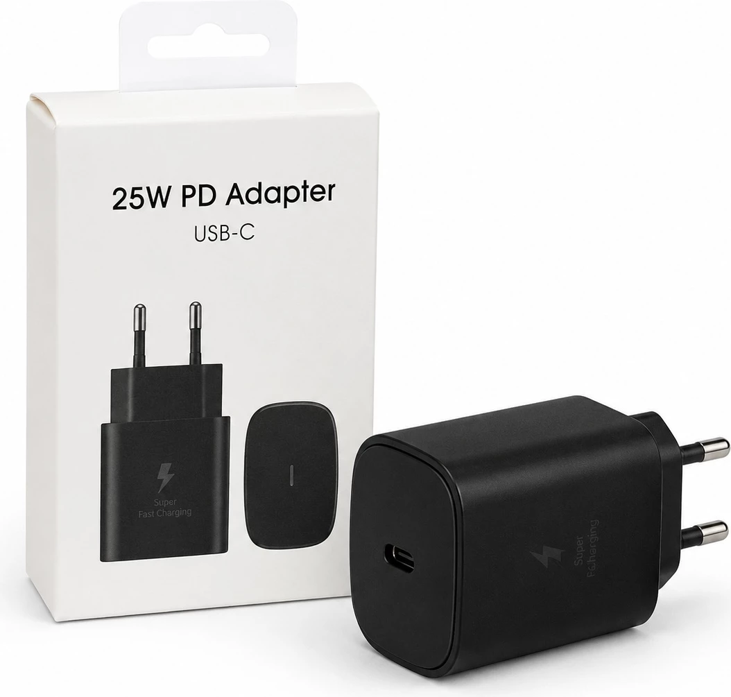 Adapter Karikimi 25W PD USB-C (Super Fast Charging), me karikim të shpejtë, për shtëpi, zyrë dhe udhëtime, ngjyrë e zezë