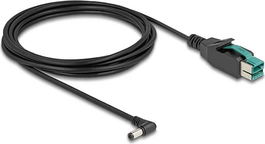 Kabllo PoweredUSB DeLOCK 12V në DC 5.5 x 2.1 mm (këndore), 3 m, e zezë