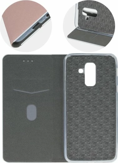 Mbështjellës me kapak HAVANA Premium për Samsung Galaxy A6 2018 (A600), rozë me skaj argjendi