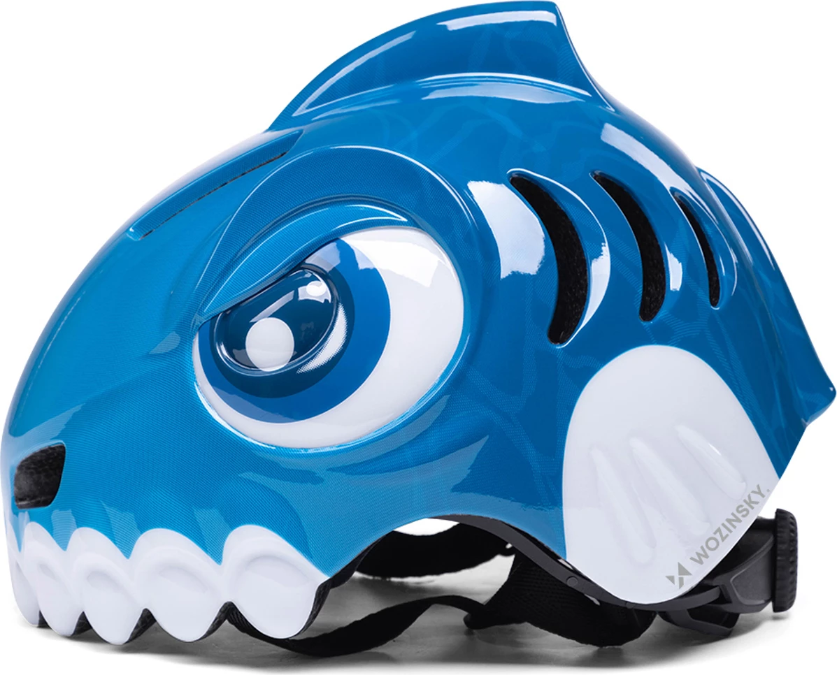 Helmetë biçiklete fëmijësh, Wozinsky HT-62N, madhësia S (52-56 cm), rregullim 360°, polikarbonat & EPS, motiv dinozauri, blu