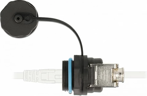 Konektor kabllo rrjeti DeLOCK RJ45 në Cat.6A LSA, IP68, U/FTP, i zi