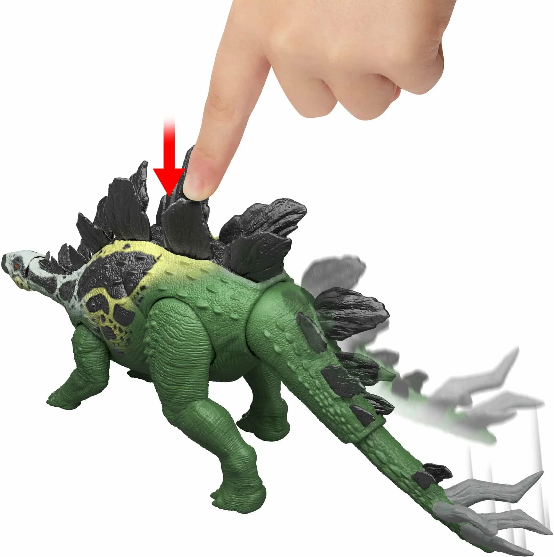 Figurë dinosauri Mattel Jurassic World Stegosaurus Giant Attack JKL85 35.5 cm, jeshile/zezë, 1 copë