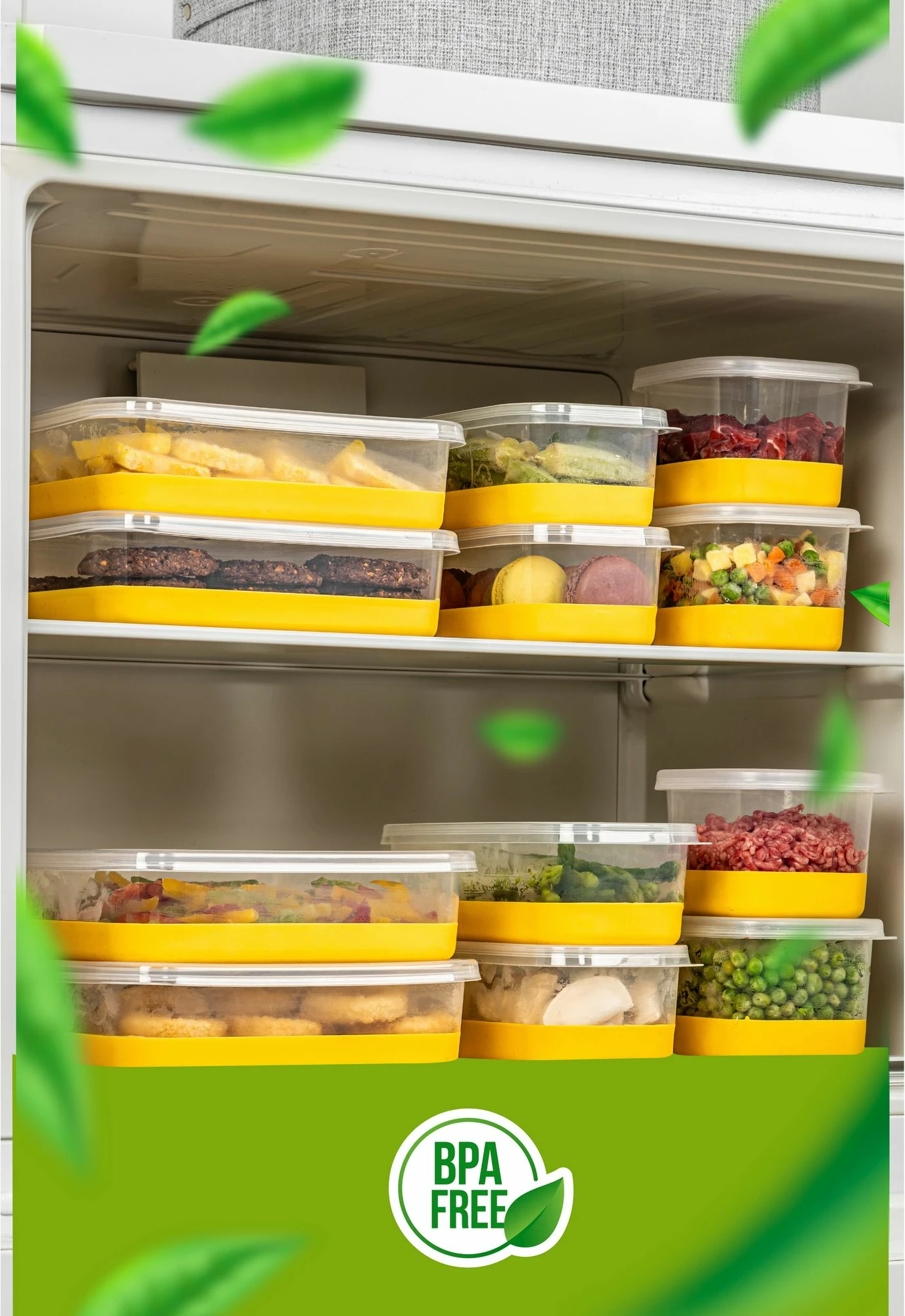 Set organizues për frigorifer, 8 copë, Hermia, 8A, ngjyrë e verdhë