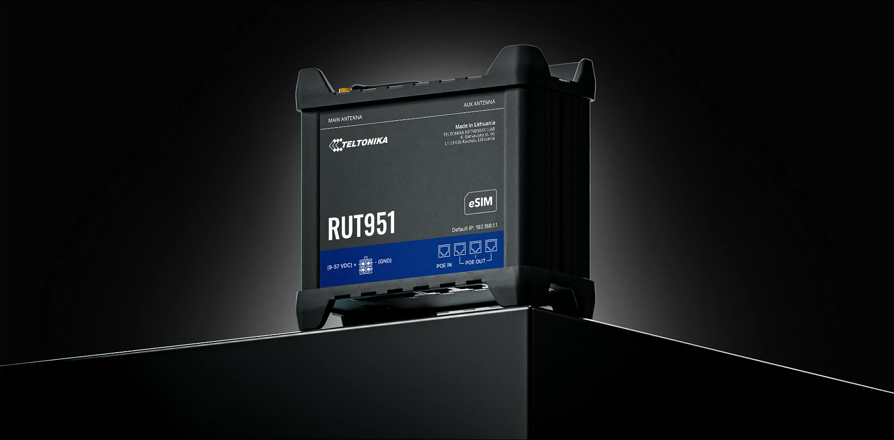 Router 4G LTE Teltonika RUT951 PoE+, Dual SIM/eSIM, Wi‑Fi, 4x LAN Fast Ethernet, DIN-rail, i zi