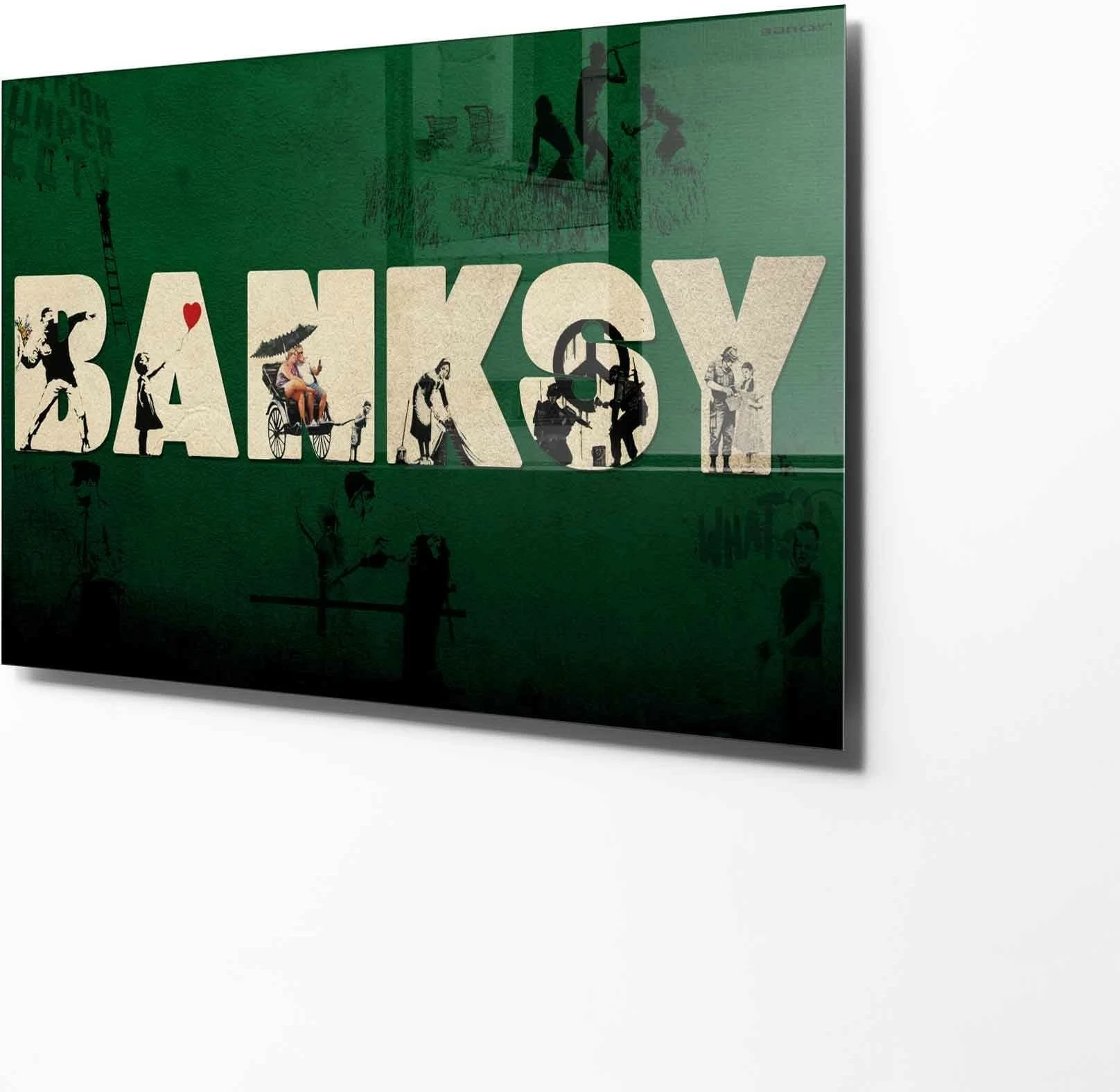 Pikturë dekorative xhami e temperuar, shumëngjyrëshe, Banksy, 50x70cm