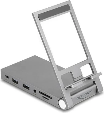 Docking station DeLOCK USB-C 4K me stand, HDMI, USB Hub, SD/MicroSD, PD 60W, gri