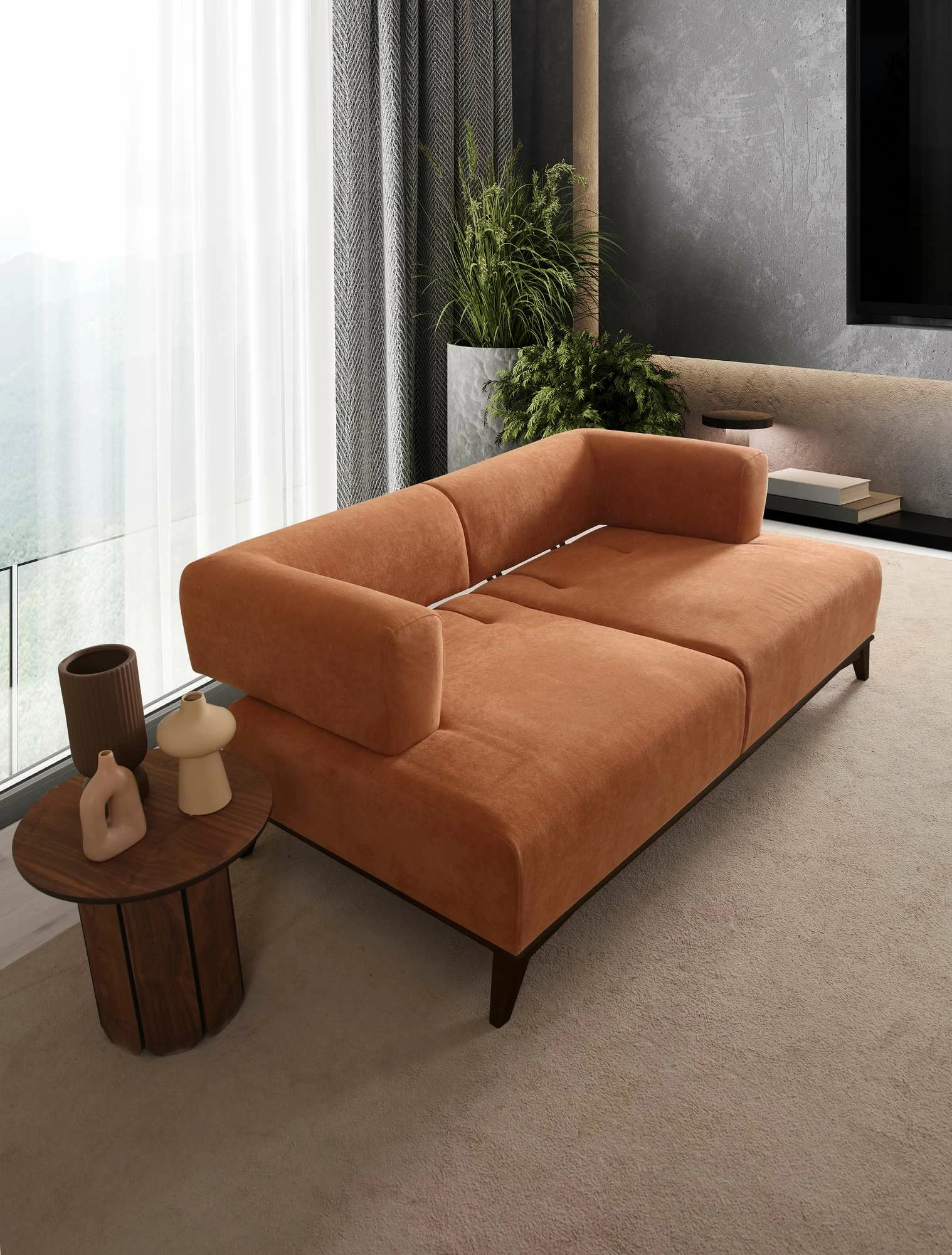 Divan dy ulës Hera, portokalli e zi, Atelier del Sofa