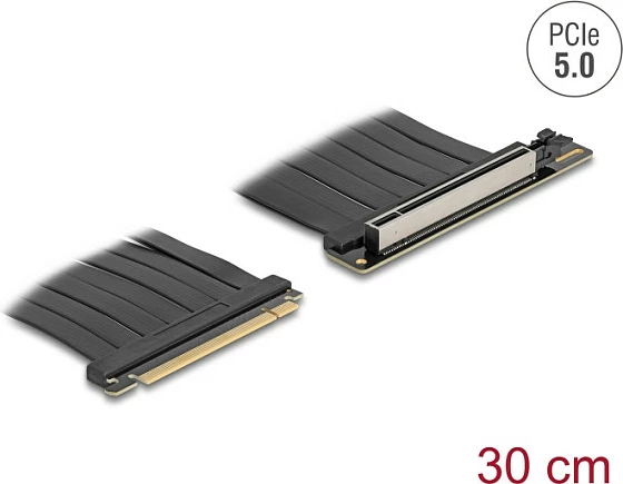 Kabllo riser PCIe DeLOCK PCI Express 5.0 x16, 30 cm, e zezë