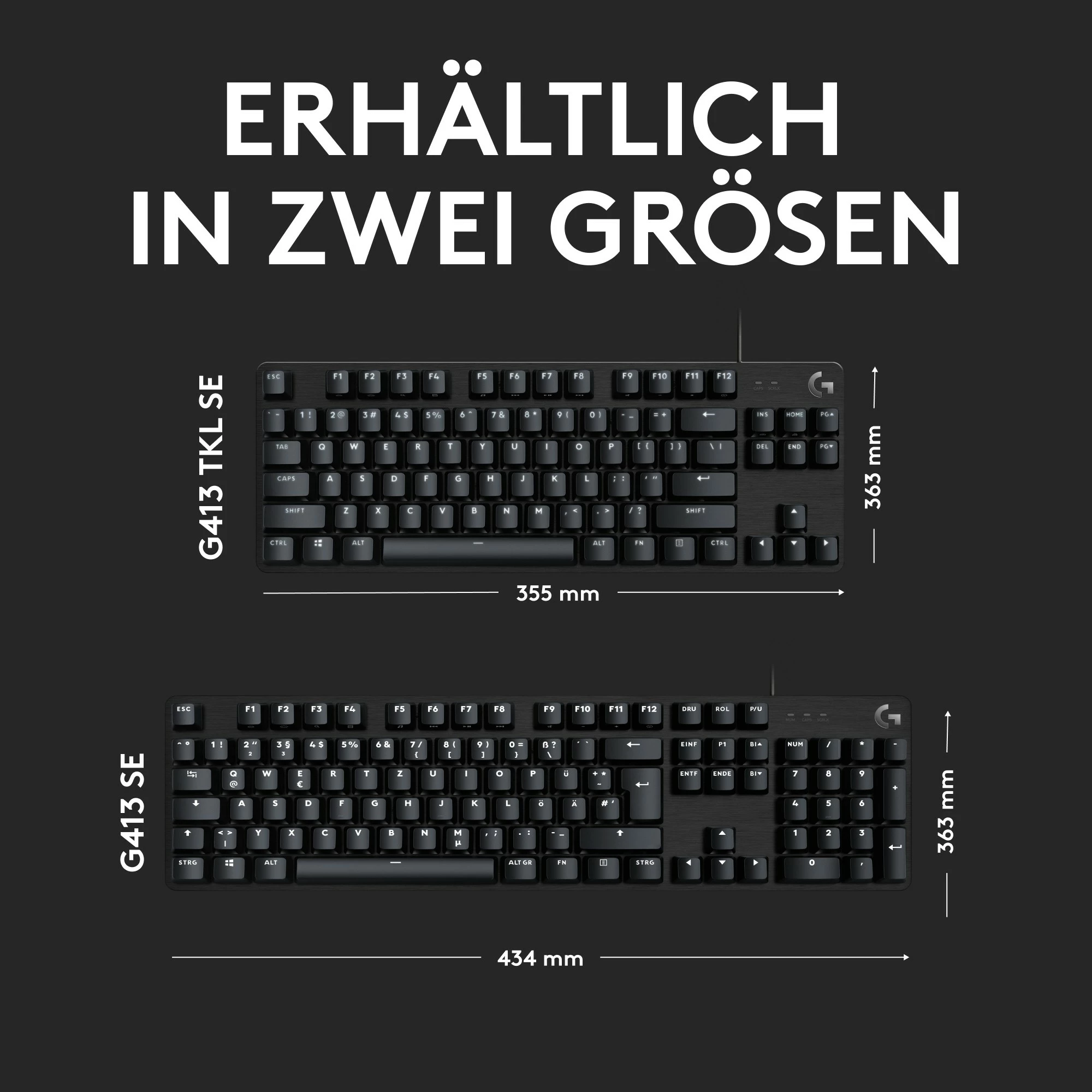 Tastierë mekanike Logitech G413 SE, full-size, ndriçim LED i bardhë, QWERTZ, e zezë