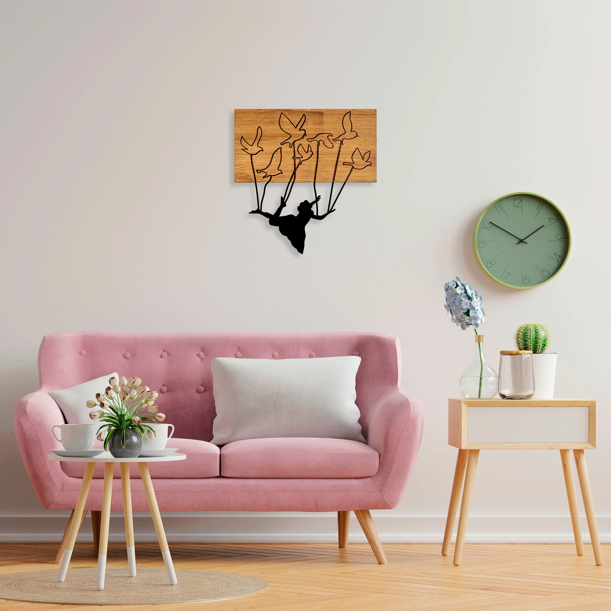 Aksesor dekorativ për mur, dru dhe metal, Wallity MA-310, ngjyrë arre/zezë, 58x60cm