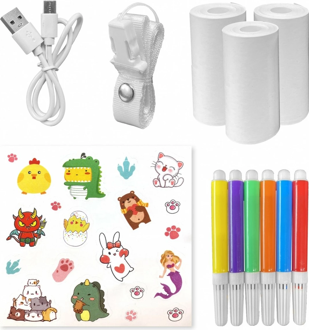 Aparat fotografik për fëmijë me printer termik, Media‑Tech SNAPI MT4108, ekran 2.4", foto deri 8 MP, video 1080p, microSD, USB‑C, bateri 1000 mAh, set me 3 role letre + flomastera e ngjitëse, verdhë