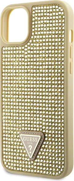 Mbështjellës Guess Rhinestone Triangle për iPhone 14 6.1", hardcase, ari