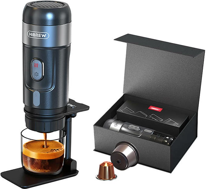 Aparat kafeje portabil HiBREW H4A, 3-në-1, 80W, 15 bar, me kuti, i zi