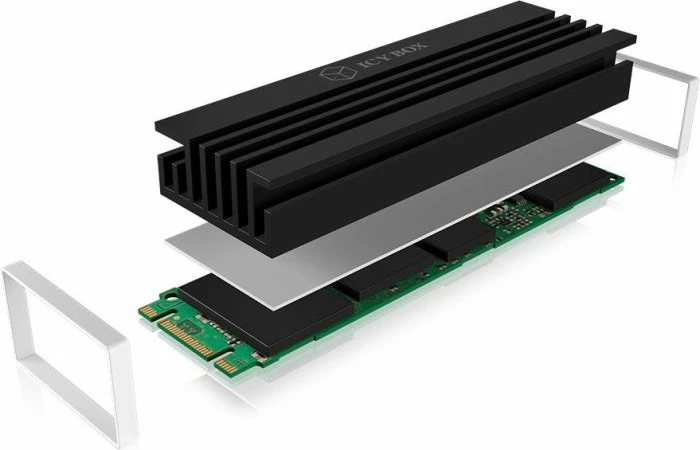 Ftohës pasiv për M.2 SSD ICYBOX IB-M2HS-70, M.2 2280, alumin, 3 sete thermal pads, e zezë