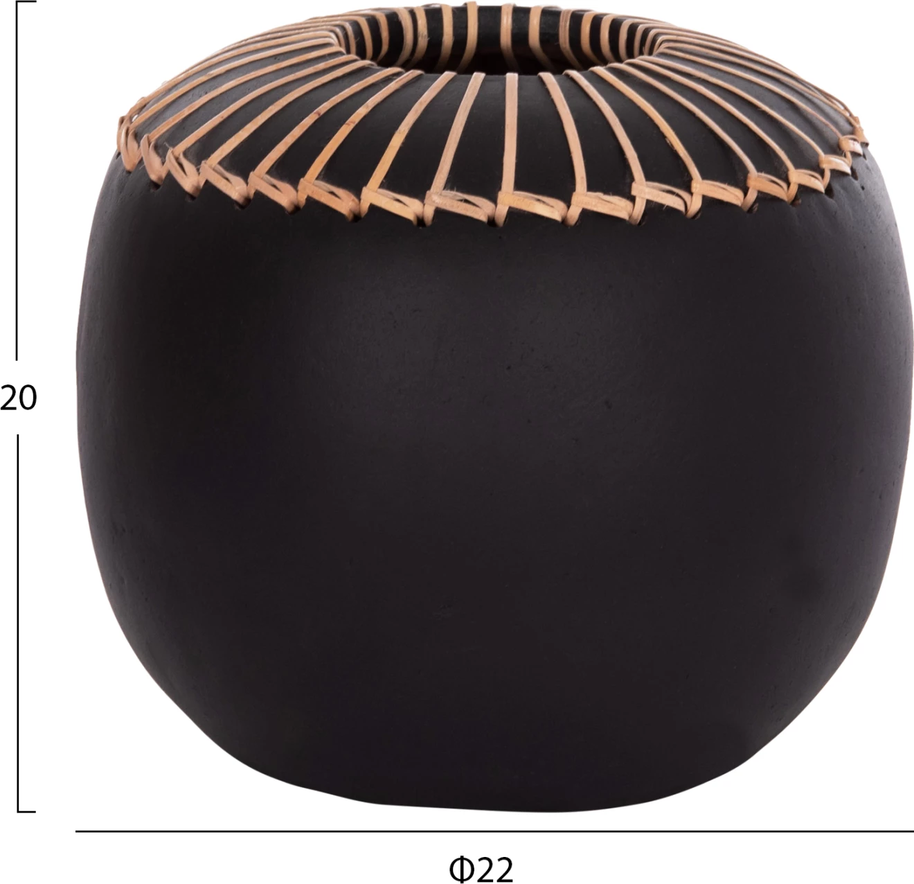 Vazo dekorative tavoline LENNOX, terrakotë e zezë, FH4675.01L, 22x20cm