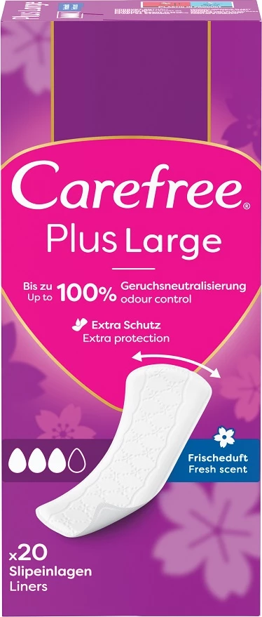 Peceta higjienike për femra Carefree Plus Larger me aromë të freskët, 20 copë