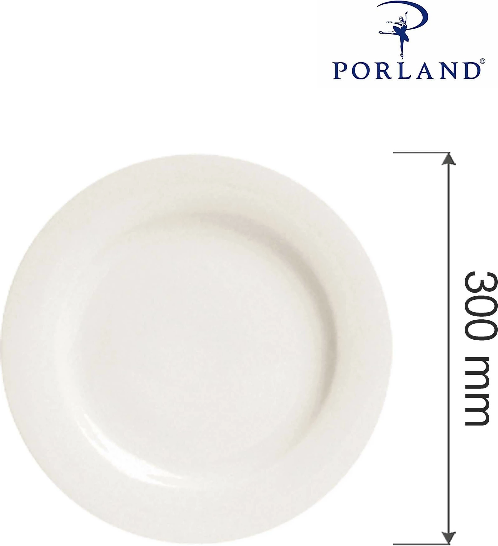 Pjatë porcelani Porland Dove 300 mm, krem, set 6 copë