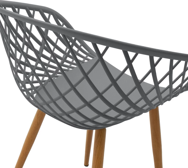 Karrige Ezra, ngjyrë gri, këmbë metali natyrale, 62x42x82cm