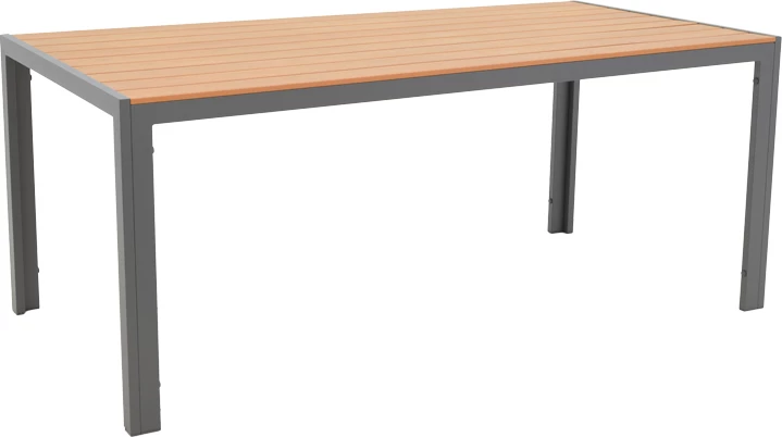 Tavolinë me karrige Nares-Raven set prej 7 copash alumini dhe dru i përzier në ngjyrë natyrale 180x90x72.5cm