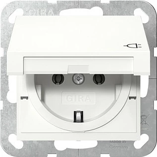 Prizë muri GIRA 445403 Schuko System 55, me kapak, e bardhë
