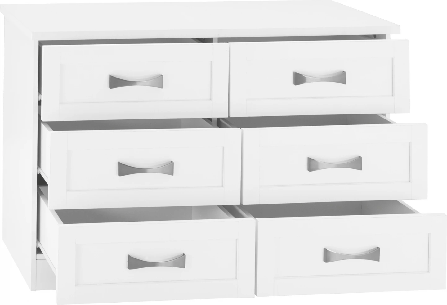 Komodinë e bardhë FH317.05 me 6 sirtarë 120x40x76Hcm