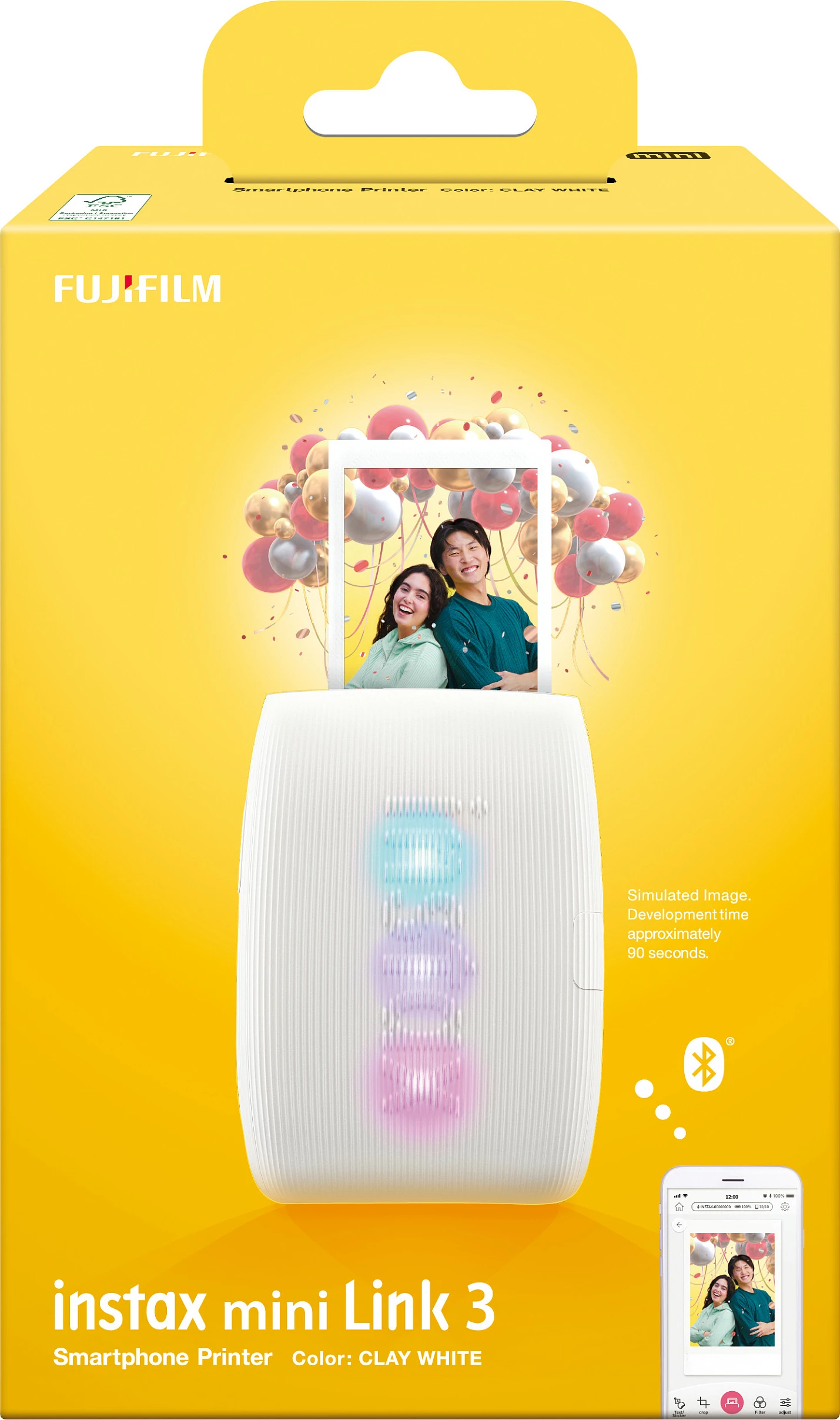 Printer foto instant Fujifilm Instax Mini Link 3, Bluetooth, 800 x 600 DPI, Clay White
