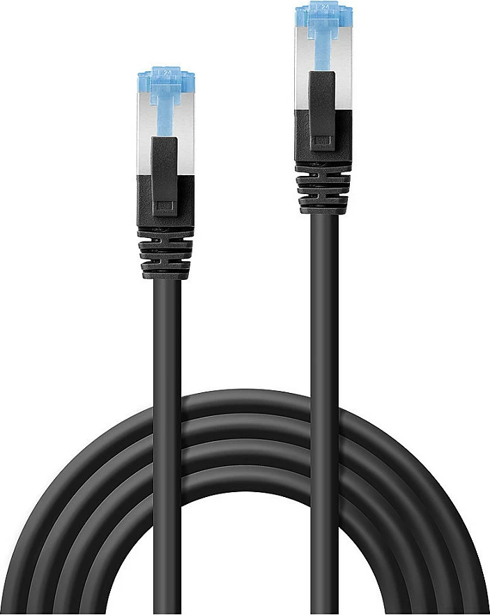 Kabllo Ethernet Lindy 47176, Cat6a S/FTP, 0.5 m, RJ45-RJ45, e zezë