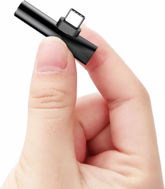 Adapter audio Baseus L41, USB-C në USB-C + 3.5 mm, i zi