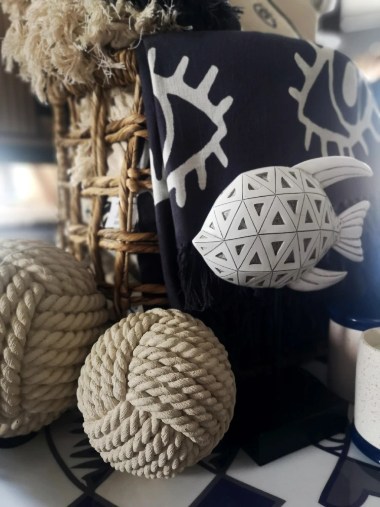 Batanije dekorative Eyes, pambuk, blu e bardhë, 130x170cm