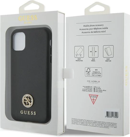 Mbështjellës Guess 4G Strass Metal Logo për iPhone 11 / XR 6.1", i zi