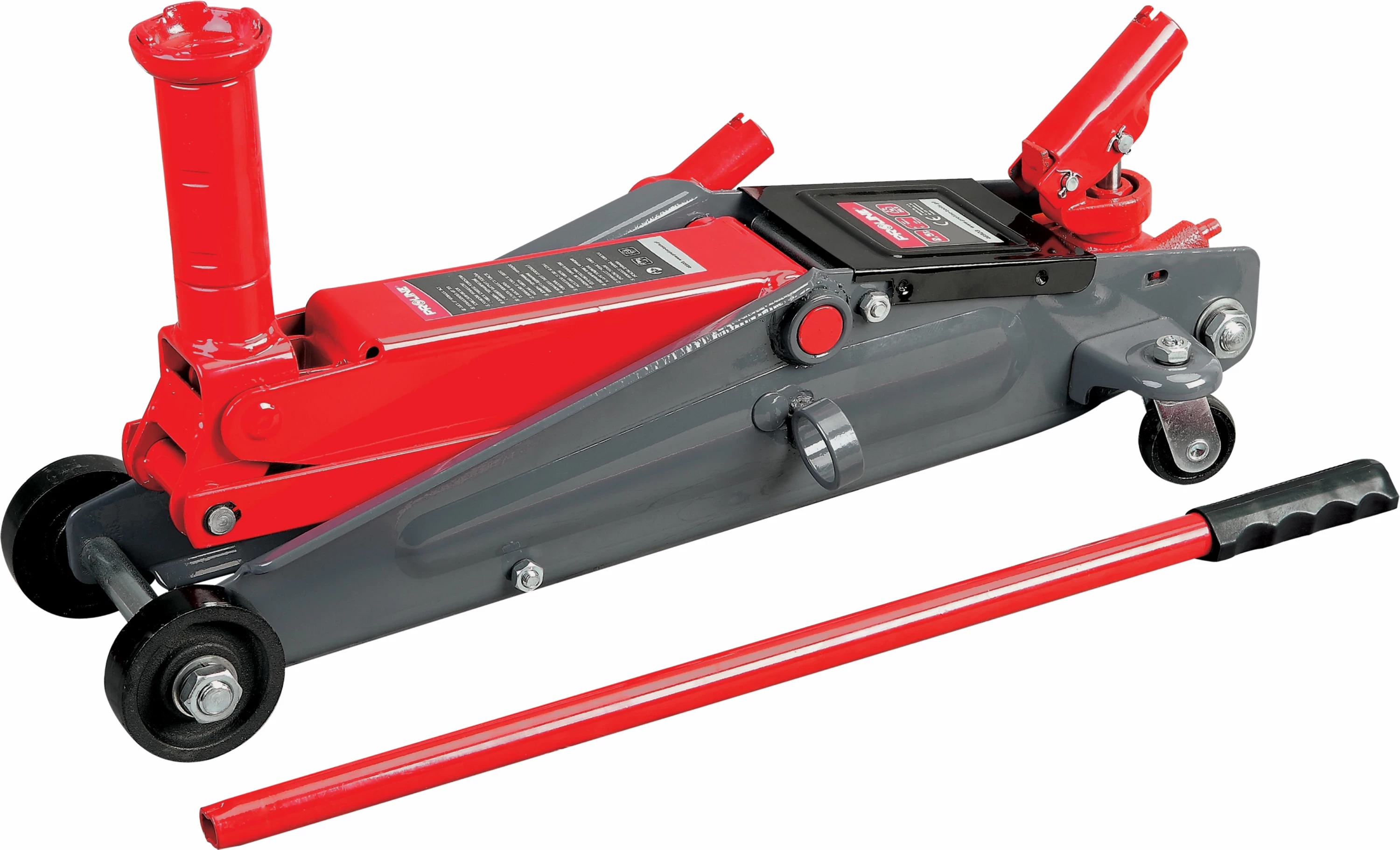 Kriko hidraulike dysheme PROLINE 46923 2.5T 145-527 mm, 19.6 kg, e kuqe/gri