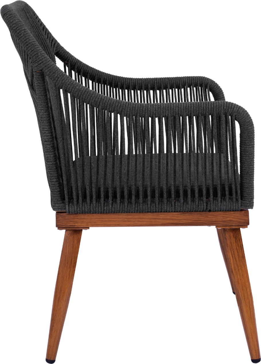 Karrige alumini MYRTIA FH5549.01 me litar gri dhe këmbë arre 62x63x90Hcm