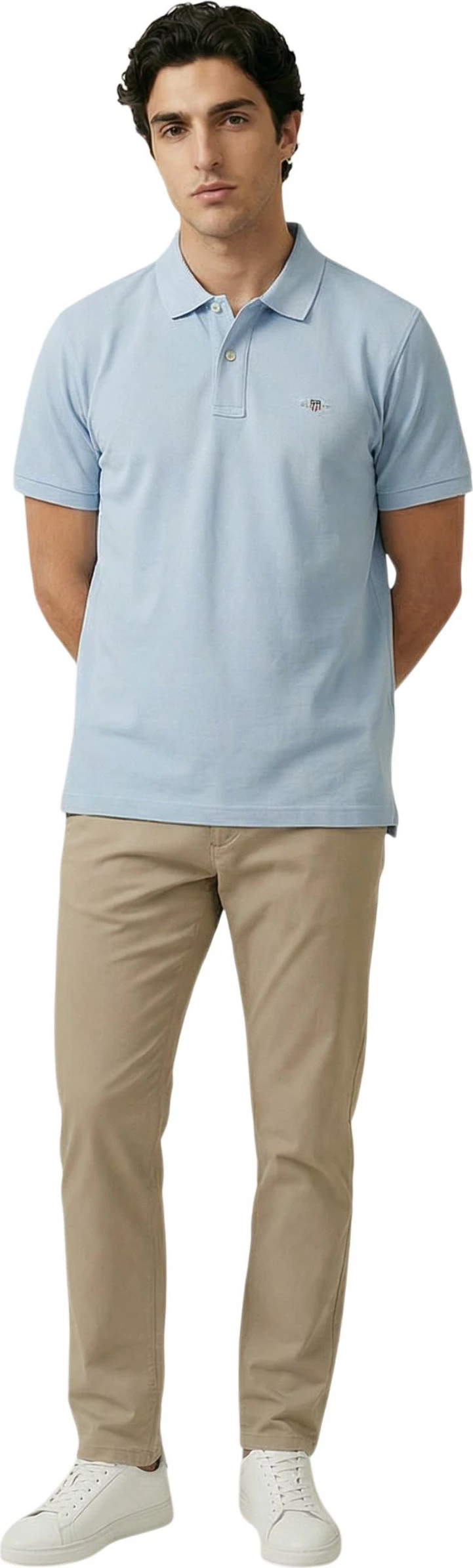 Maicë polo për meshkuj Gant REG SHIELD SS PIQUE 2601.002210, blu e çelët [Madhësia: XL]
