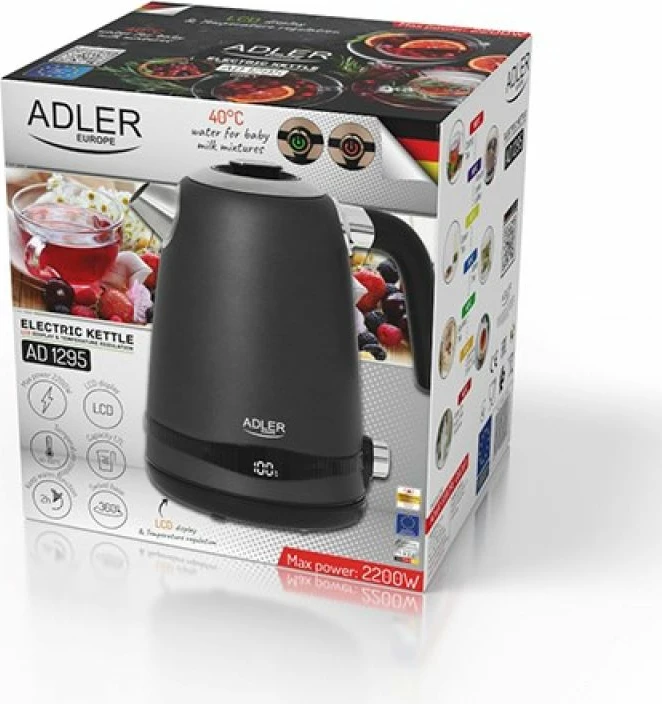 Çajnik elektrik Adler AD 1295g, gri