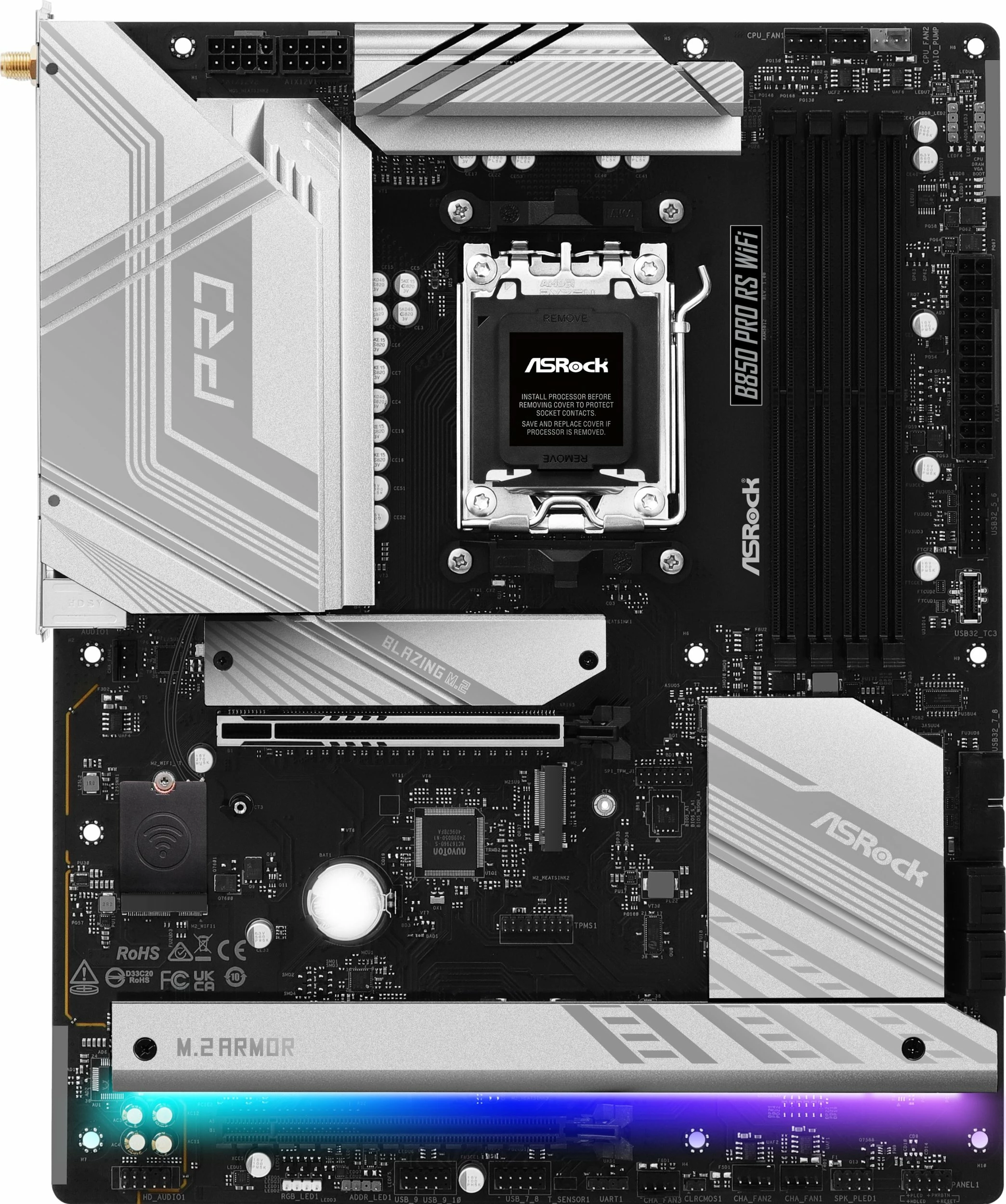 Pllakë amë ASRock B850 PRO RS WIFI, ATX, DDR5, Wi‑Fi 6E, Bluetooth