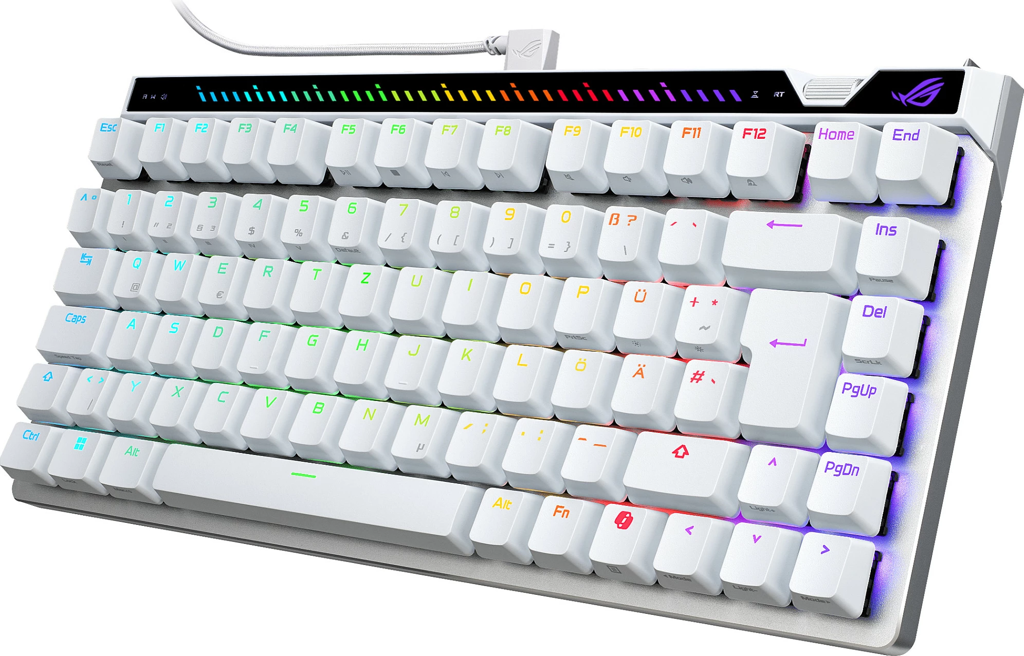 Tastierë gaming ASUS ROG Falchion Ace 75 HE, QWERTZ (DE), switch magnetik ROG HFX V2, RGB, USB-C, e bardhë