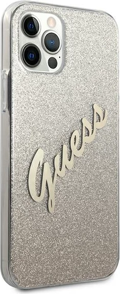 Mbështjellës Guess GUHCP12LPCUGLSGO për iPhone 12 Pro Max 6.7", Glitter Gradient, Gold