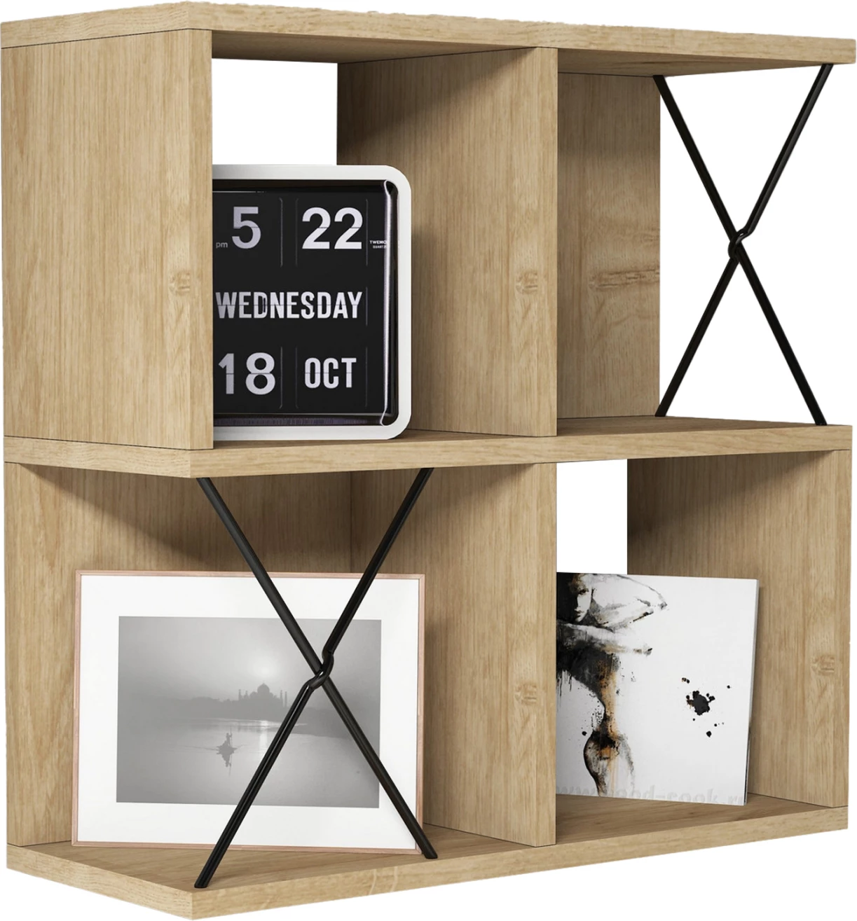 Raft muri FH9520.01 melaminë, ngjyrë lisi natyral, 60x24x60H cm