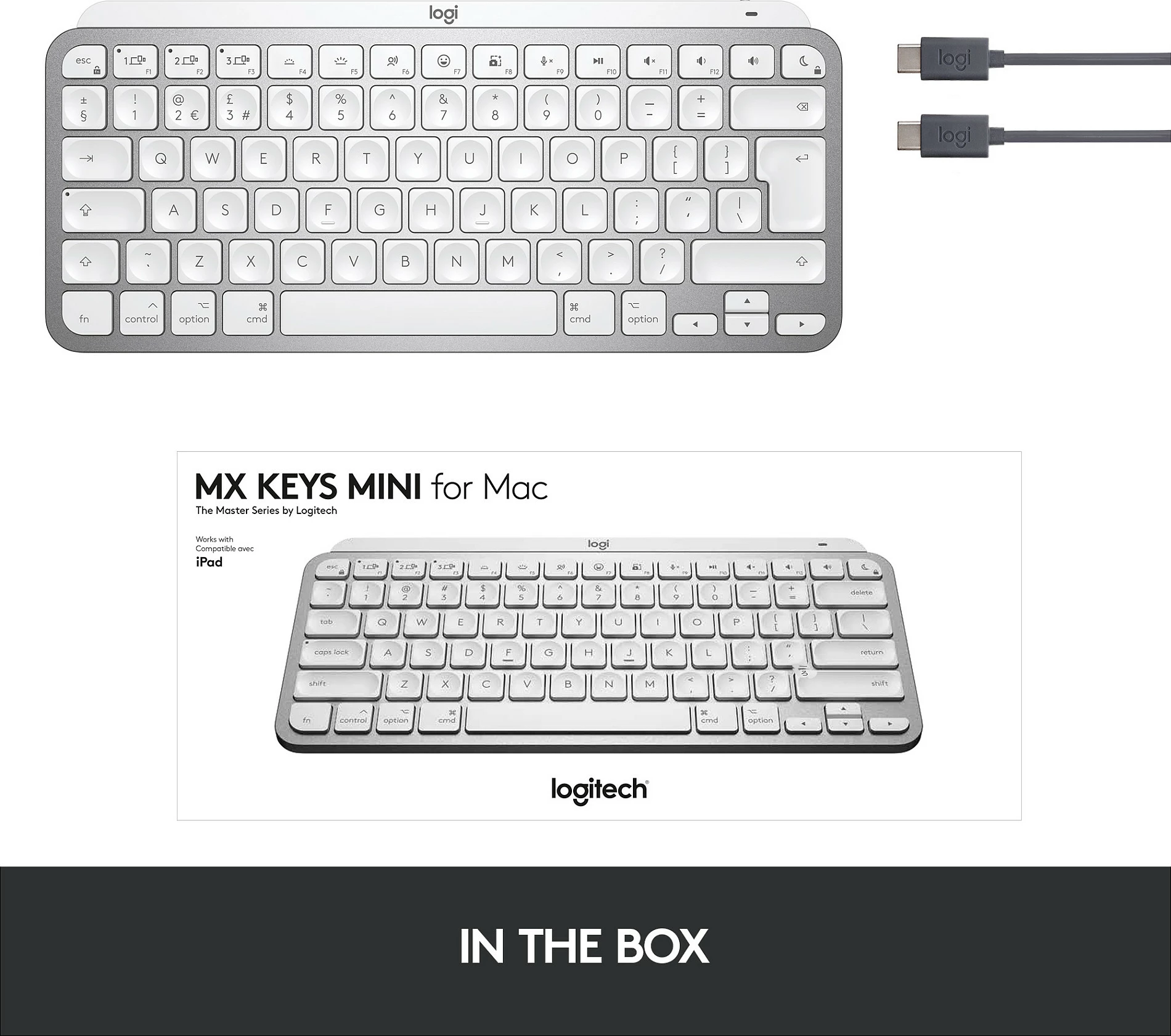 Tastierë Logitech MX Keys Mini për Mac, wireless, me ndriçim, e bardhë