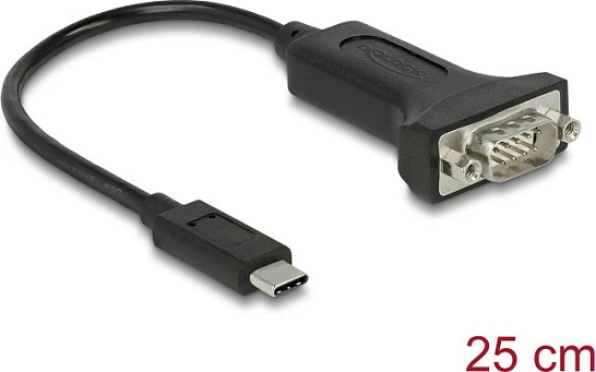 Adapter kabllo DeLOCK 64307, USB-C në RS-232 DB9, 0.25 m, e zezë