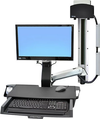 Stacion pune për monitor Ergotron StyleView Sit-Stand, montim në mur, për LCD 24", VESA 75x75/100x100, me mbajtës CPU, alumini
