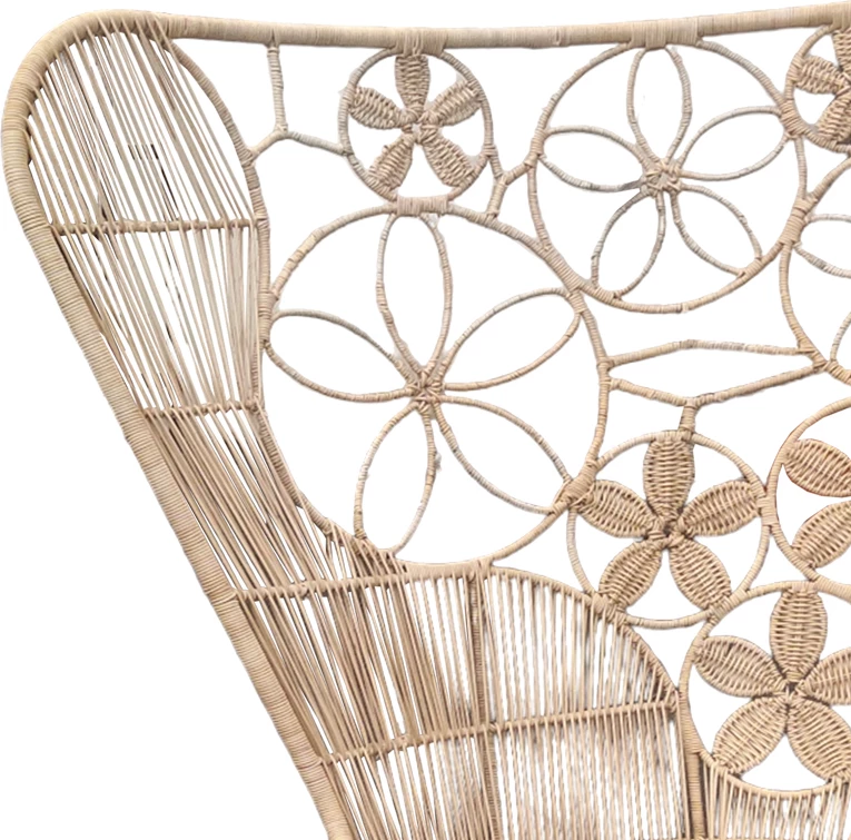 Karrige Jake Inart me jastëk bezhë, ratan natyral, 110x45x145cm