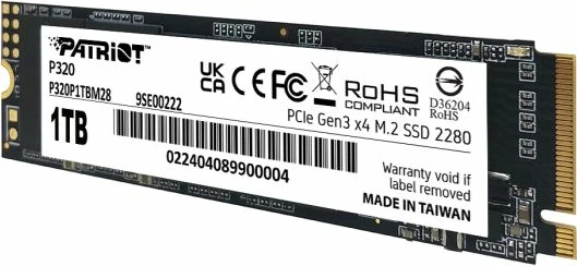 SSD M.2 NVMe Patriot P320 P320P1TBM28 1TB PCIe Gen3 x4 2280
