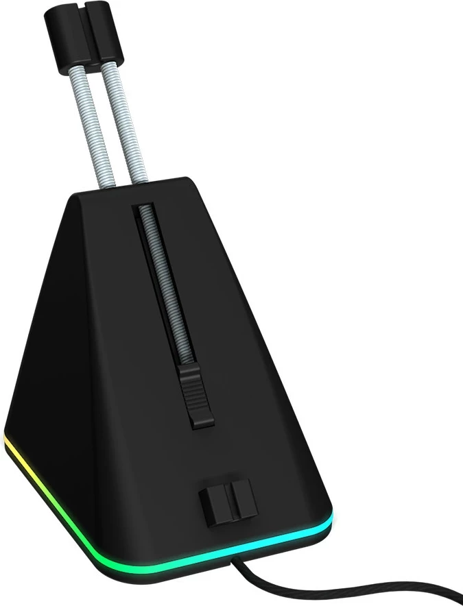 Bungee për kabllo mausi UVI Sloth, RGB, lartësi e rregullueshme 110–150 mm, bazë anti-rrëshqitëse, 400 g, e zezë