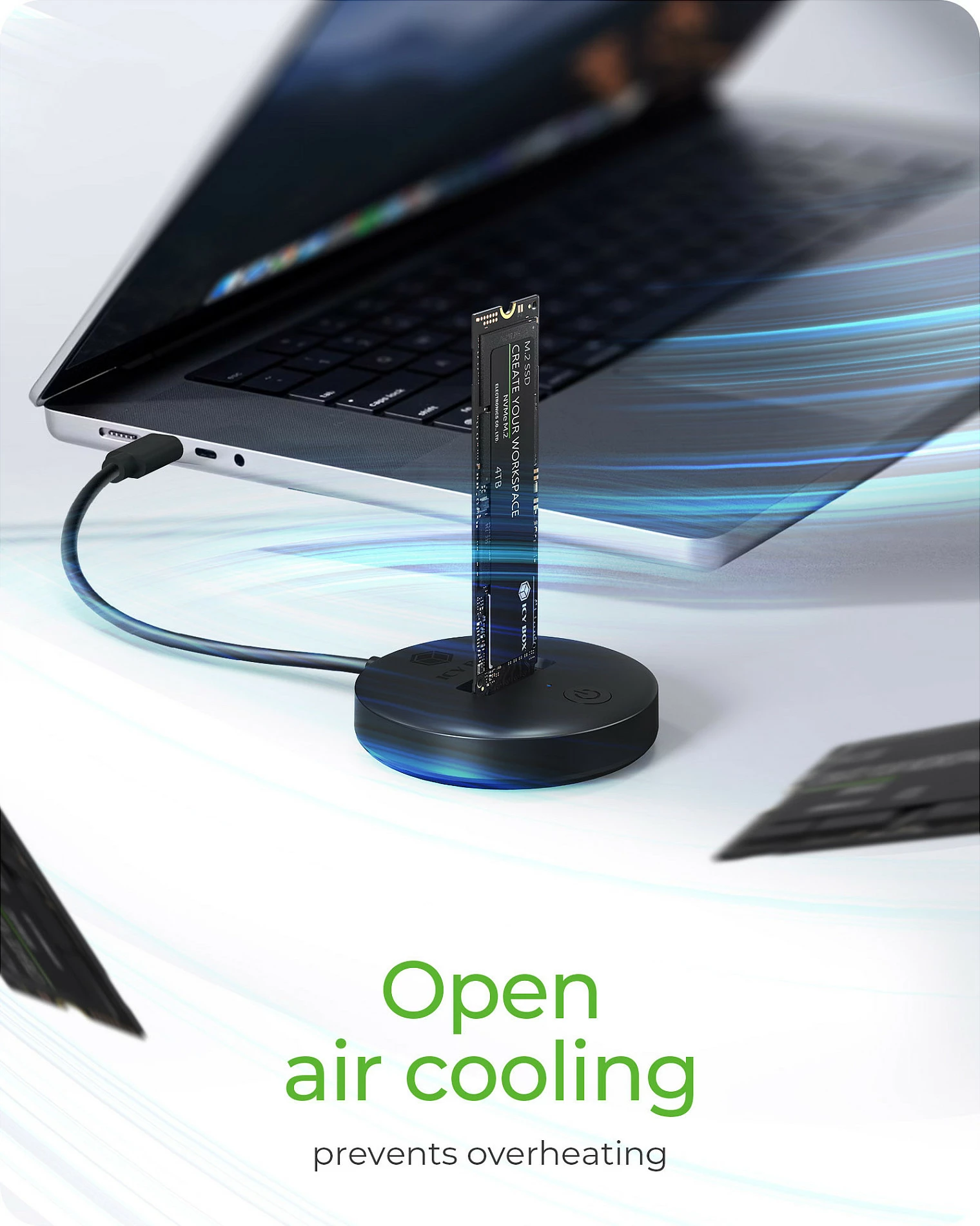 Docking station ICY BOX IB-1610MCD-C31, M.2 SATA SSD, USB-C 3.2 Gen2 10Gbps, e zezë
