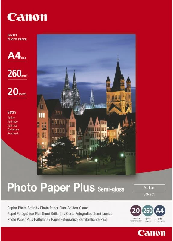 Letër fotografike Canon Photo Paper Plus SG-201, A4, 20 fletë, semi-gloss, e bardhë